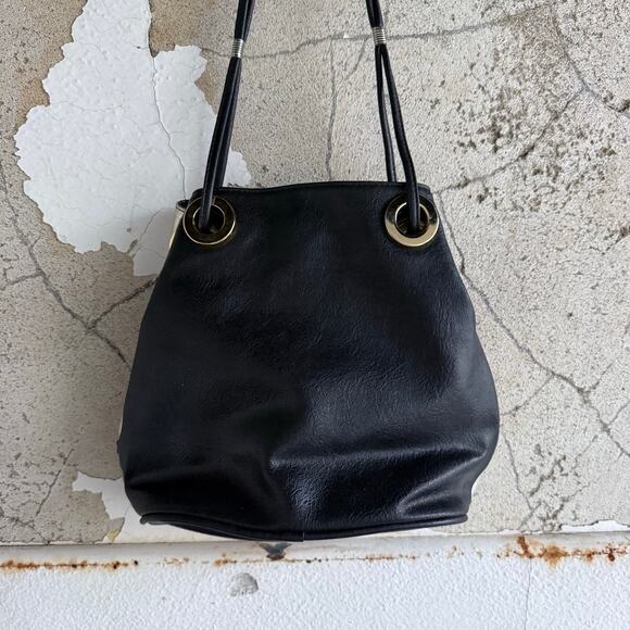 Y2K Patchwork Shoulder Bag Metallic Grommet Bucket Tote Purse Glam City Chic - Picture 4 of 8